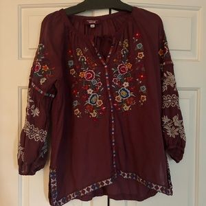 Johnny Was Workshop embroidered tunic top NEW large